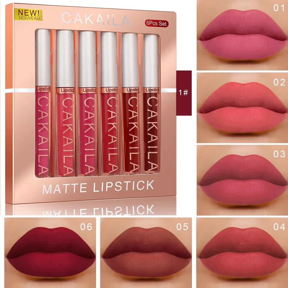 12 Pezzi Rossetto Liquido Opaco Vellutato Matita Per Labbra 6 Pezzi Kit Lucidalabbra Lunga - Foto 3