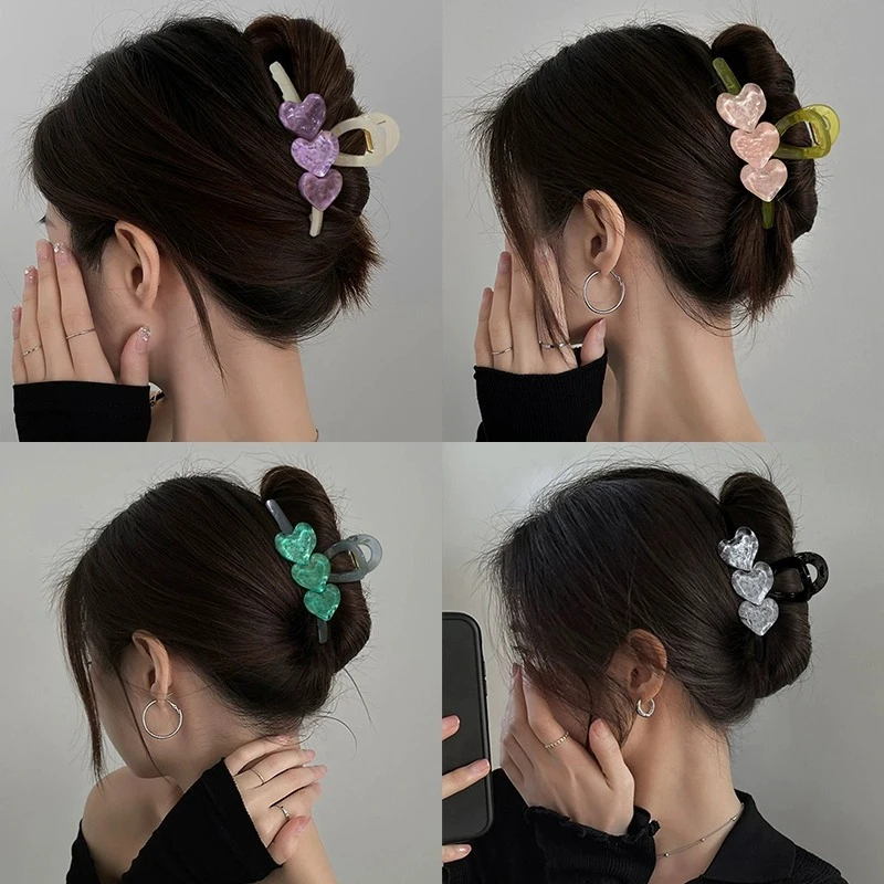 

Женские акриловые заколки для волос в форме сердца, большие размеры