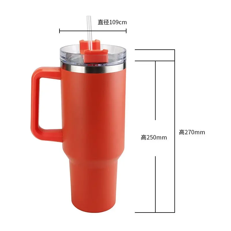 

40oz Stainless Steel Coffee Mug Travel Thermal Mug with Straw Portable Vacuum Flask Thermos Bottle Water Cup Insulation Cup