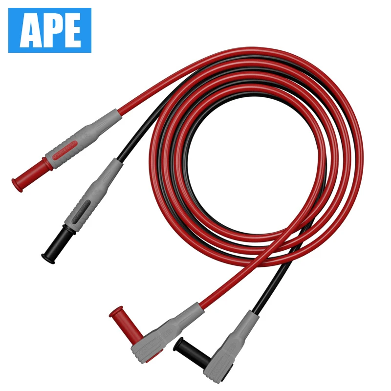 Multimeter Test Lead Safety Banana Plug 90 Degree To Straight Multimeter Test Cable 100CM 2pcs test leads test cable lead test lead cable test cable