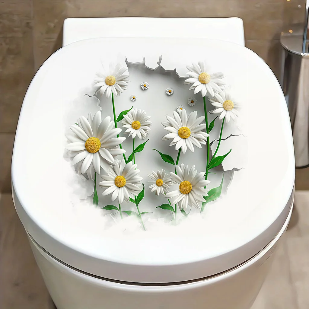 90788# Beautiful White Daisies Stickers, Bright Wall for Home, Cabinet, Door,Decoration, Vinyl Car Decals, Outdoor Indoor Use