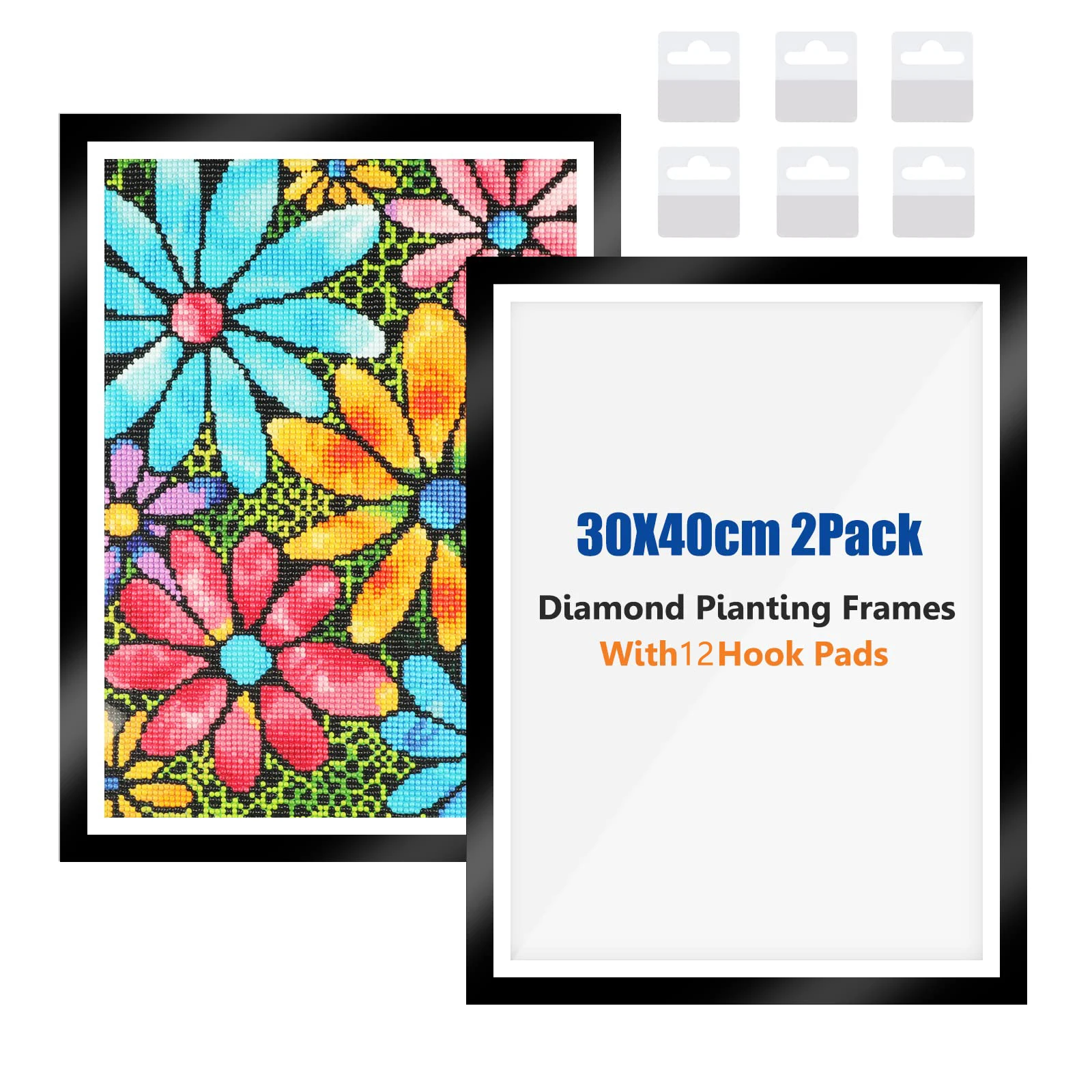 New 2Pcs Diamond Painting Frames Magnetic Frames 20x30cm Fridge Photo Diamond  Art Frames Self-Adhesive Frames With 12 Hook Pads - AliExpress