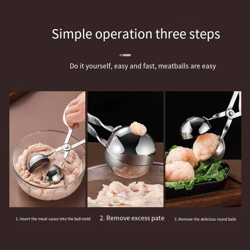 304 stainless steel meatball maker Meatball artifact Meatball tool Fish balls Shrimp slippery beef meatball clip