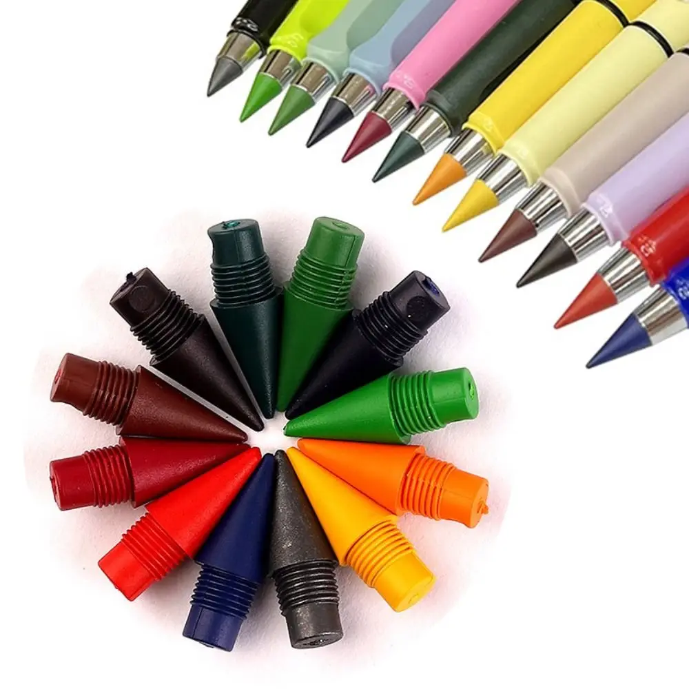 12pcs Replaceable Eternal Pencil Nib School Supply 12 Colors Art Sketch Pencil Tip No Ink Pencil Stub Writing Accessories