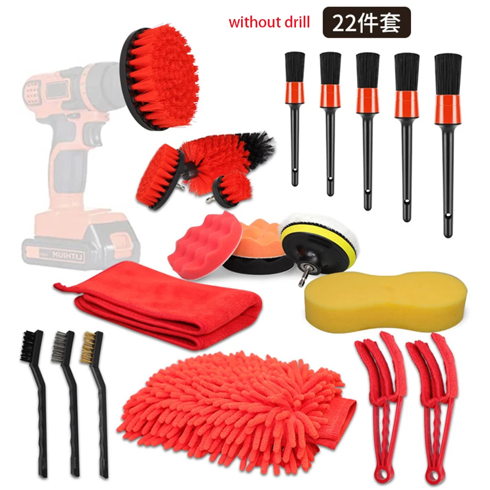 

19PCS Car Brush Tire Cleaning Brush Inside Car Slot Brush Electric Drill Scrubbing Tool Car Cleaning Set