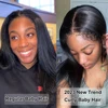 4C Edges Hairline with Curly Baby Hair Wig Bone Straight 13X4 Transparent Lace Frontal Human Hair Wigs For Women 4x4 Closure Wig 1