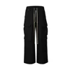 Ro Style Wide Leg Drawstring Black Cargo Pants Unisex Straight Baggy Casual Overalls Men's Streetwear Loose Oversized Trousers 2