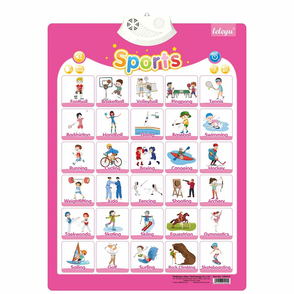Sports Wall Chart Talking Poster Interactive Toddler Alphabet Learning Best Educational Gift for Boys Girls Ages Letter Sounds educational learning toy alphabet wall chart alphabet educational toys