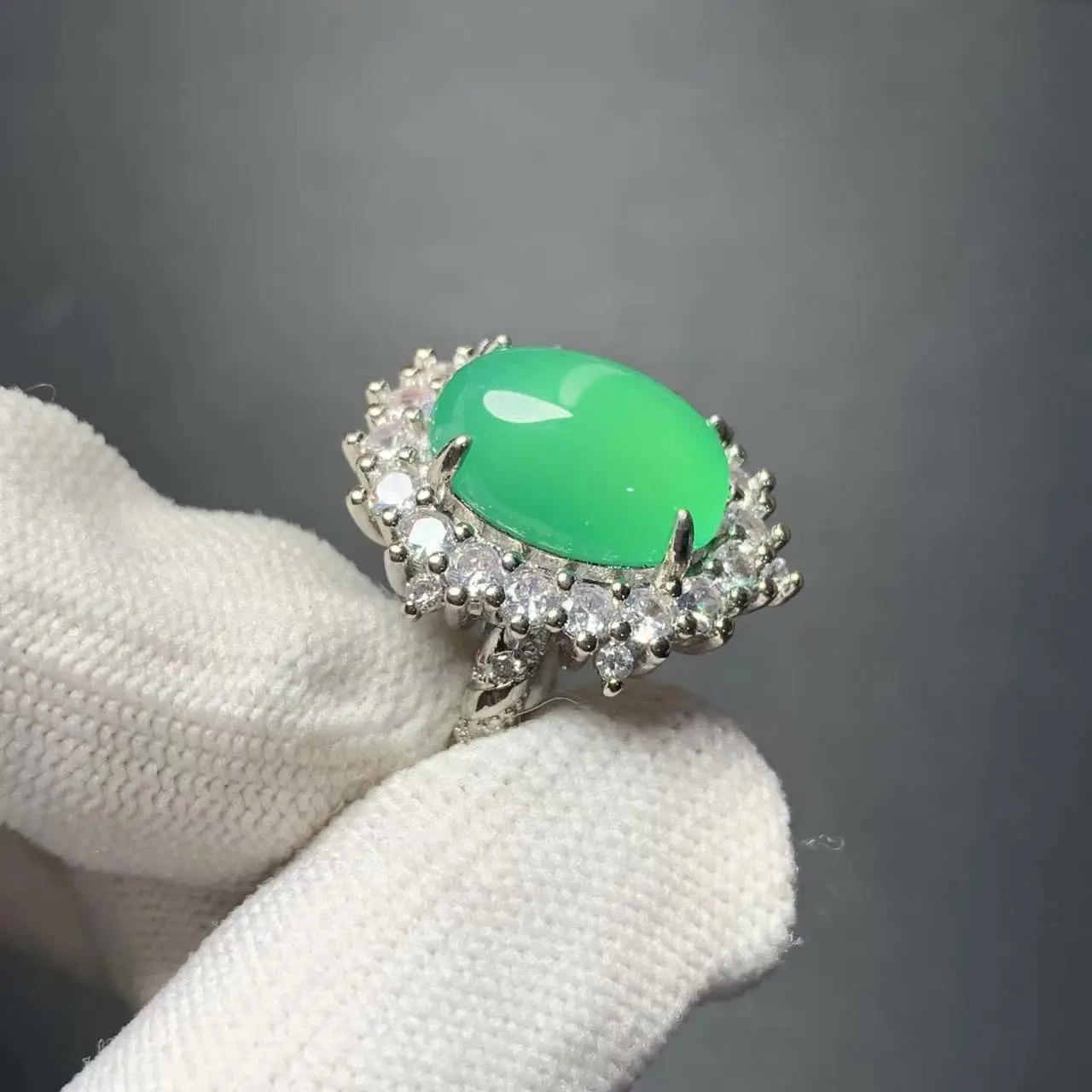 Natural Chalcedony Ring Adjustable Female Jewelry for Women Gift Wholesale High Quality Vintage Fine