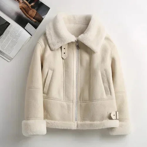 thumbnail image 1 of Moda AYUNSUE Chaquetas de piel de oveja merino natural para mujer 2024 Chaqueta de piel de cordero real de invierno Abrigo corto femenino de lujo, 1 of 5