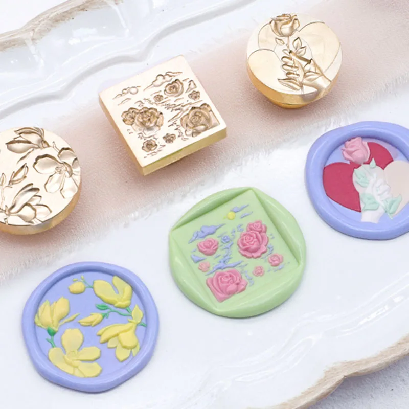 유럽 레트로 3D 릴리프 래커 씰링 왁스 스탬프 헤드 튤립 꽃, DIY 봉투 초대장 스크랩북 선물 포장