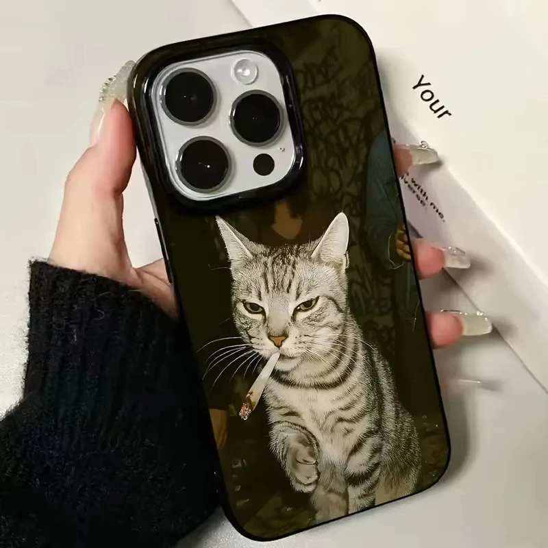 Chic Cat Smoking Design Phone Case Cover