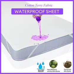 Waterproof Cotton Terry Mattress Protector - Anti-Mite & Washable Sheet - 107x190cm