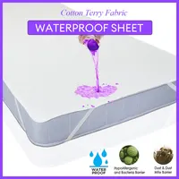 Waterproof Bedsheet Cotton Terry Flat Sheet Style Mattress Cover Anti Mites & Washable Sheet Protector