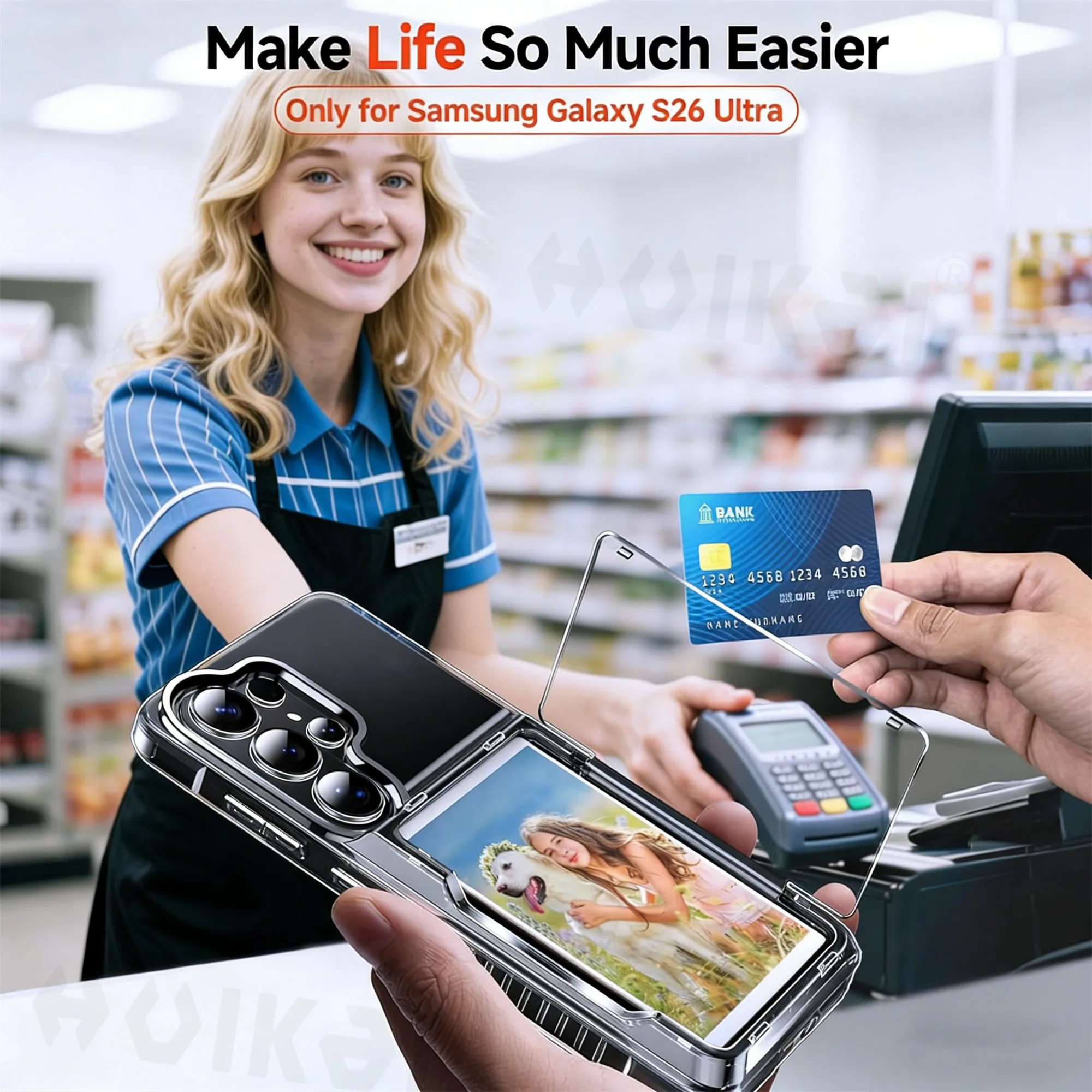 Slim Hard PC Heavy Duty Protective Wallet Card Holder Case with Slide Slot