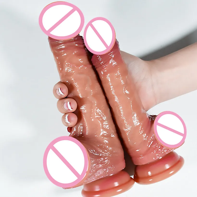 Realistic Dildos for Women Skin Sliding Foreskin Testicles Anal Vaginal Stimulation Strapon Big Penis Sex Toys