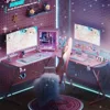Pink L Shaped Gaming Desk, 51 Inch Gamer Desk Gaming Table with Carbon Fiber Texture, Corner Computer Desk L Shape 5