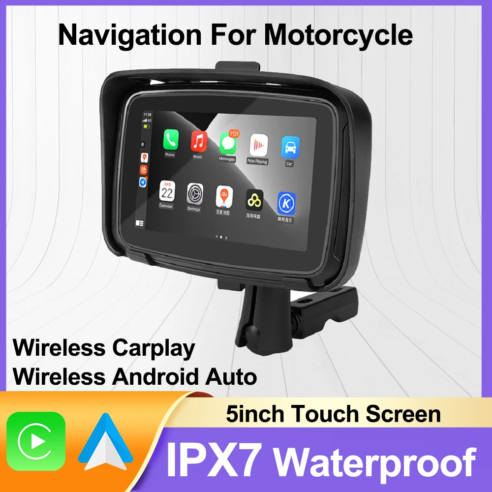 Carplay Motorcycle Carplay Moto Ipx7 Monitor Impermeabile Per Carplay Moto Navigazione Gps Motos Sistema Linux Display Lcd Per Wireless Android Auto W