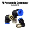 5PCS Pneumatic Air Connector PL 4 6 8 10 12mm Thread 1/8 1/4" 3/8" 1/2" Trachea Elbow Air Hose Fittings Quick Connector
