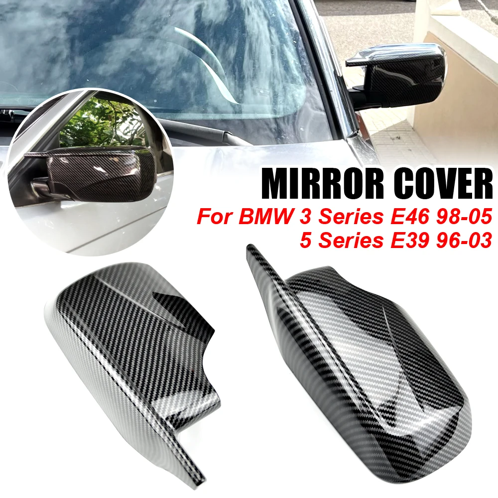 

2021 M4 Sport Sytle Car Side Rear View Mirror Cover Cap Shell Replacement Carbon Fiber Look for BMW E46 E39 1998-2005 4 Doors