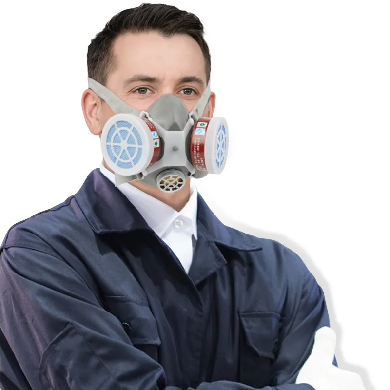 Détail des cartouches filtrantes doubles du masque à gaz demi-visage, pour achat en ligne de protection respiratoire.