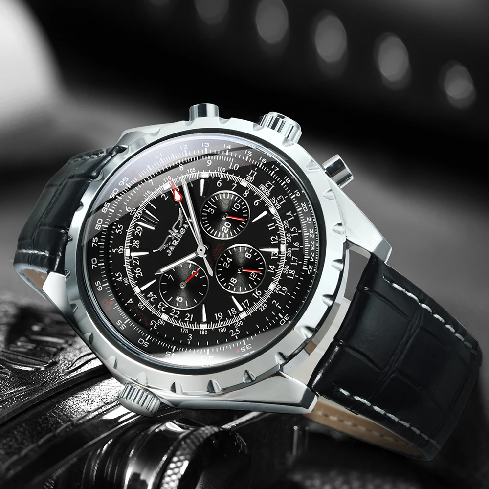 JARAGAR Military Mens Watches Luxury Automatic Sport Watch for Men Mechanical Wristwatches Chronograph Steel Strap mechanical watch
