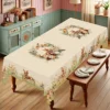 1 Easter Spring Round Tablecloth, 5 Sizes Available, Cross Rabbit Egg Pattern Printed Tablecloth, Edge Embossing Process, Spring Garden Tablecloth Decoration, Tablecloth for Daily Home Kitchen, Terrace Use, Spring Decoration 4