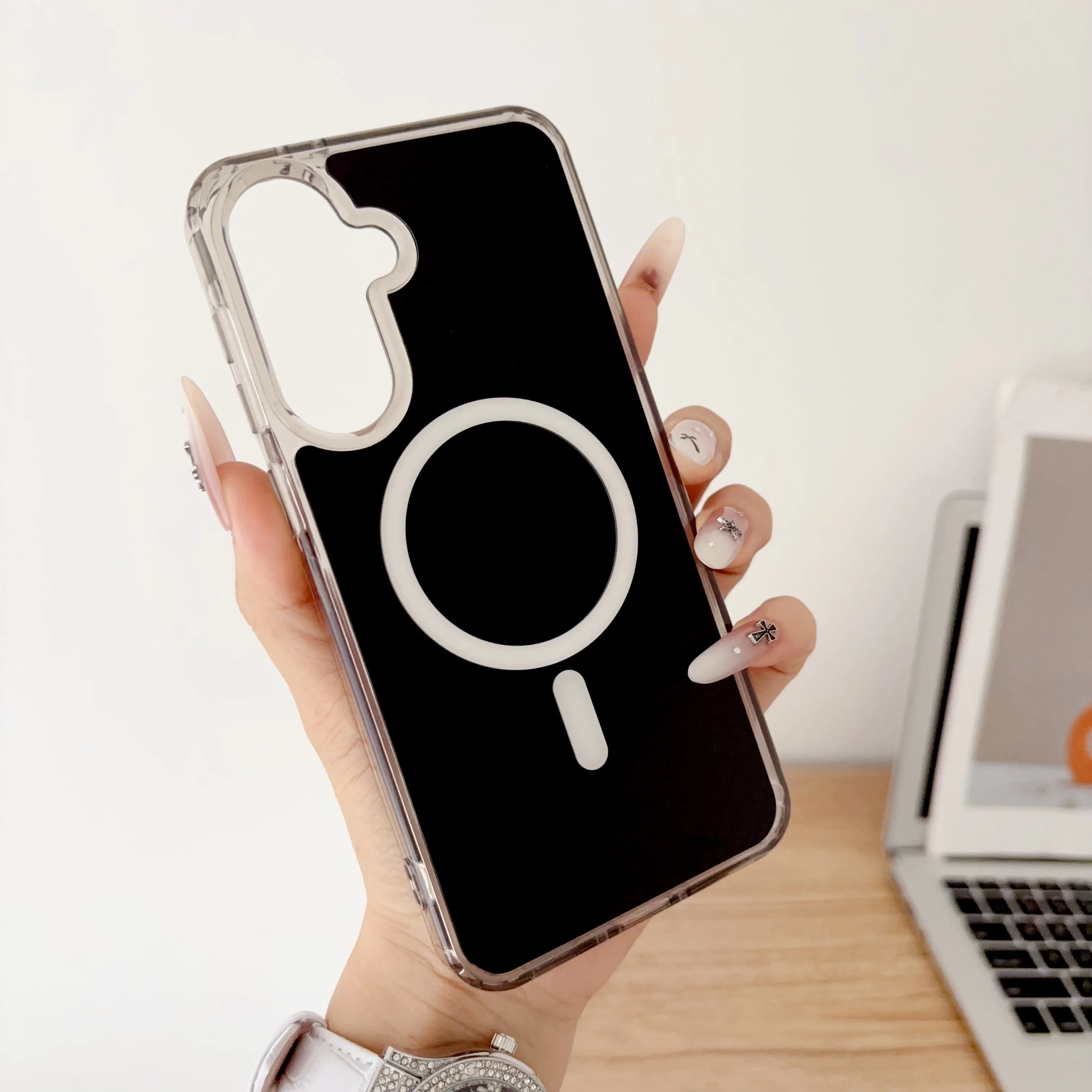 Hybrid Shockproof Magnetic Phone Case with Slim Hard PC Back Cover