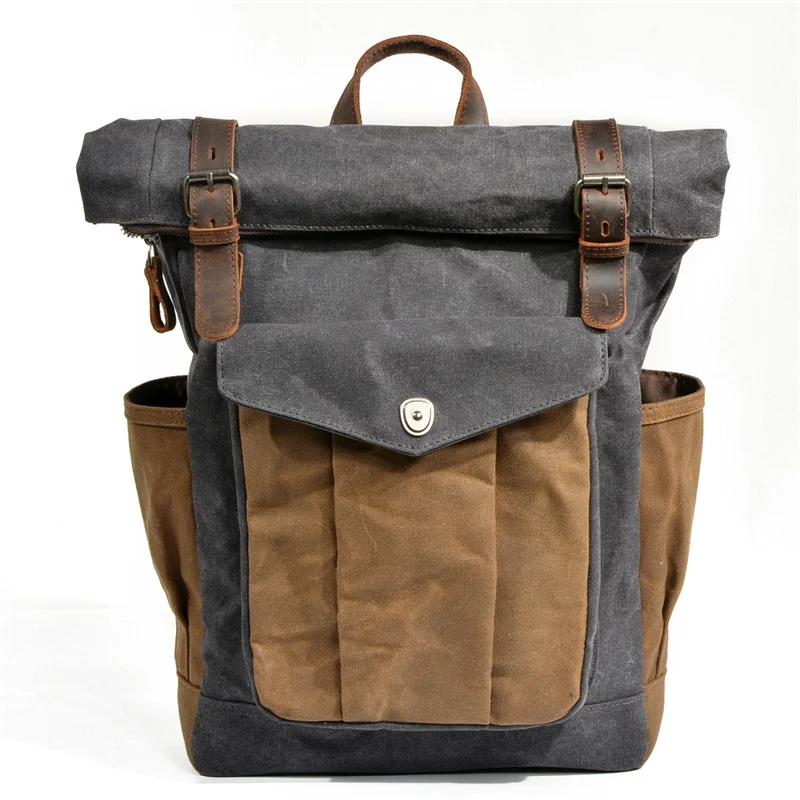 

Canvas backpack men's outdoor leisure simple and practical large-capacity mountaineering bag backpack men's travel bag