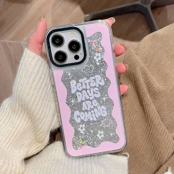 Transparent Border Silver Quicksand Perfume Bottle iPhone 12 13 14 15 Pro Max Case - Protective iPhone Case