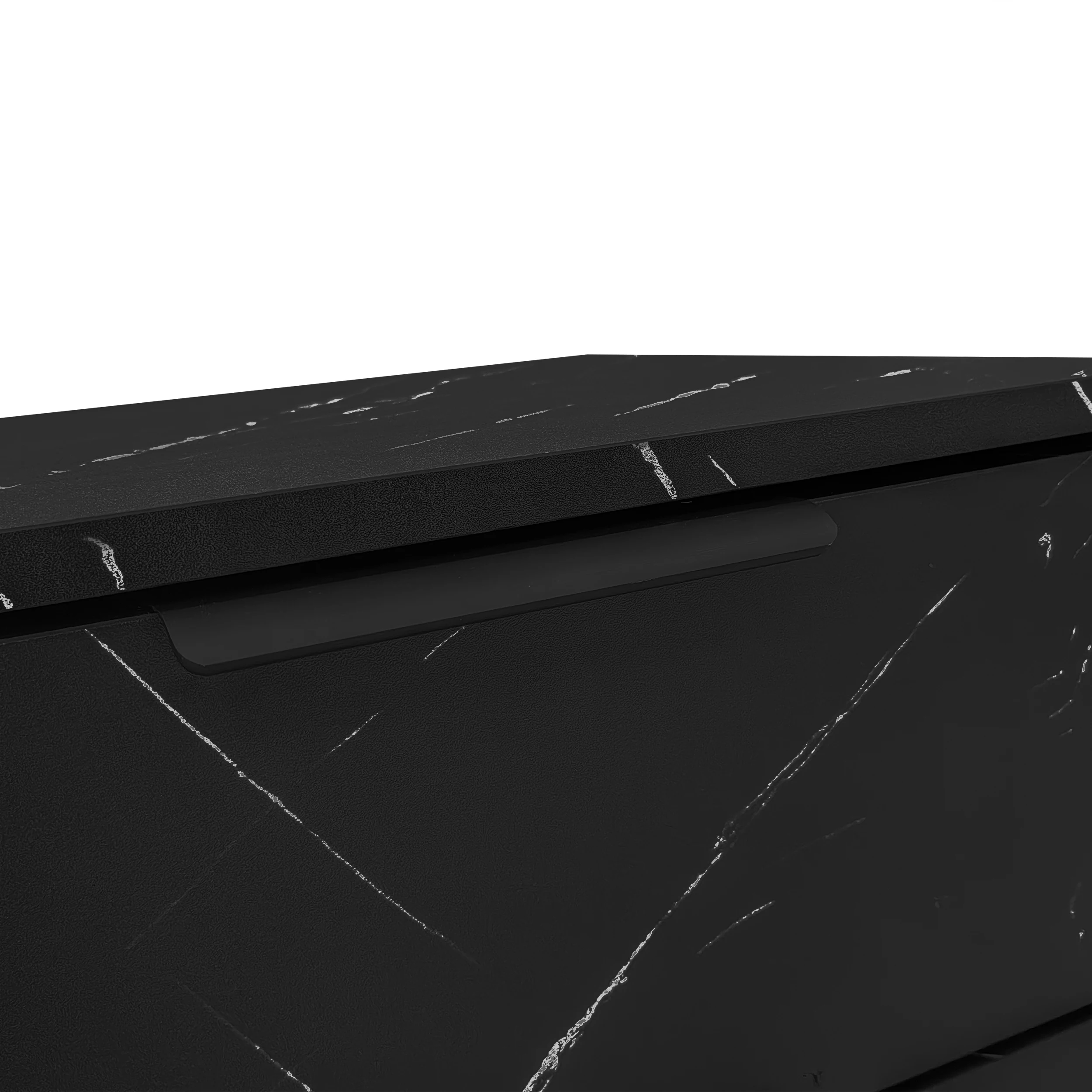 200 cm TV-Schrank mit schwarzem Marmoroptik, Türen mit dunkler Holzmaserung, verstellbare LED-Beleuchtung, zwei Türen und zwei Schubladen – Detail 23
