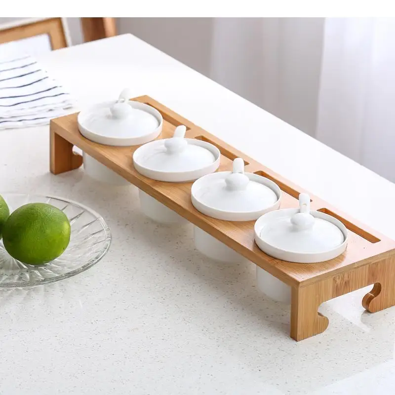 Ceramic Jar Seasoning Box Set Seasoning Box Salt Shaker Pepper with Lid Household Kitchen Organiser Supplie Mason Jars