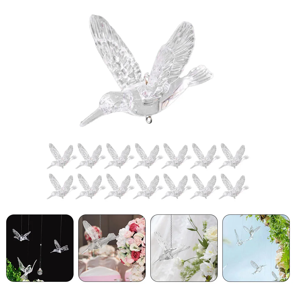 

15pcs Hummingbird Decor Clear Lovely Bird Decoration Acrylic Hummingbird Ornament Pendant