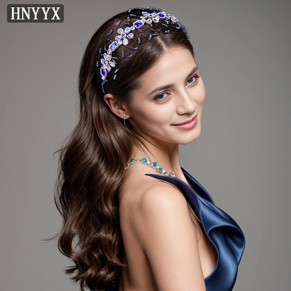 HNYYX Luxury Crystal Headband Sparkling Rhinestone Hair Accessories Flower Hairhoops Vintage Hair Pieces Party Hair Wear A144