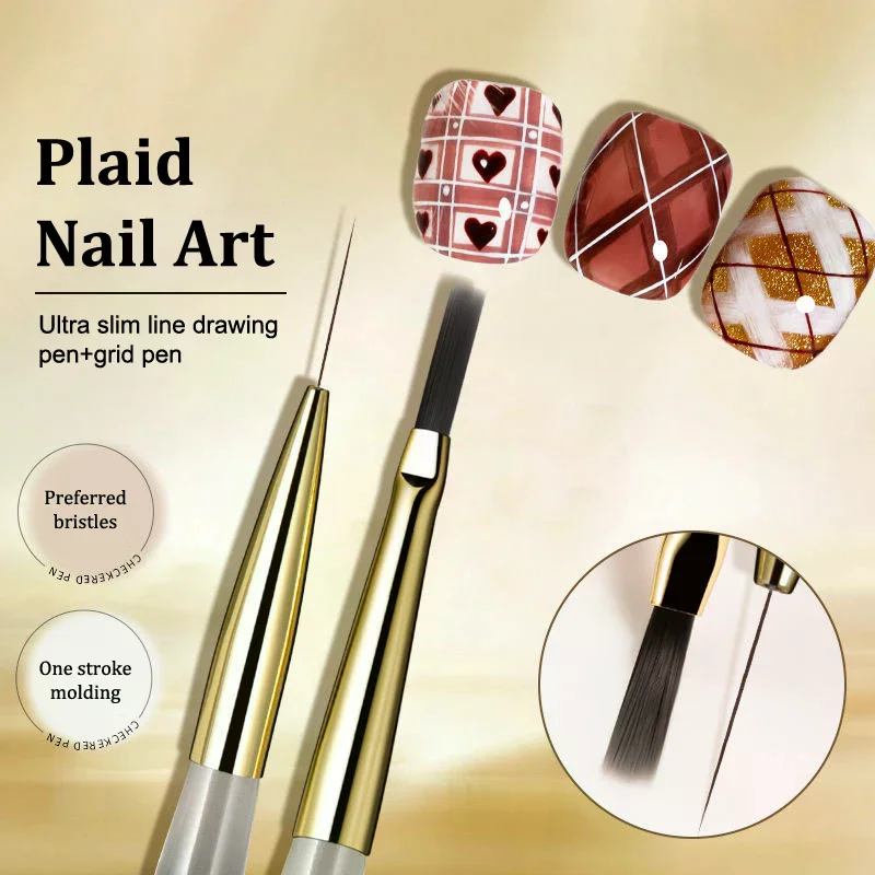 Pennello per pittura per nail art Linee acriliche Penna Strisce Griglia Fiore Farfalla Disegno Pennelli per acquerello Gel UV Design fai da te Manicure