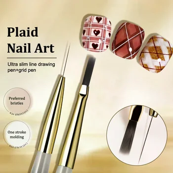 Pennello per pittura per nail art Linee acriliche Penna Strisce Griglia Fiore Farfalla Disegno Pennelli per acquerello Gel UV Design fai da te Manicure