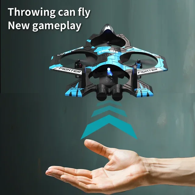 Fighter Jet Quadcopter Drone Stunt Light RC Airplane Four Channels Hovering High Altitude Rolling Special Effects 2