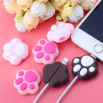 2026 Cat Paws Cable Protector Cartoon Charger Protector Cable Winder Organizer Cute Data Line Cord Protective Cover For iPhone 1