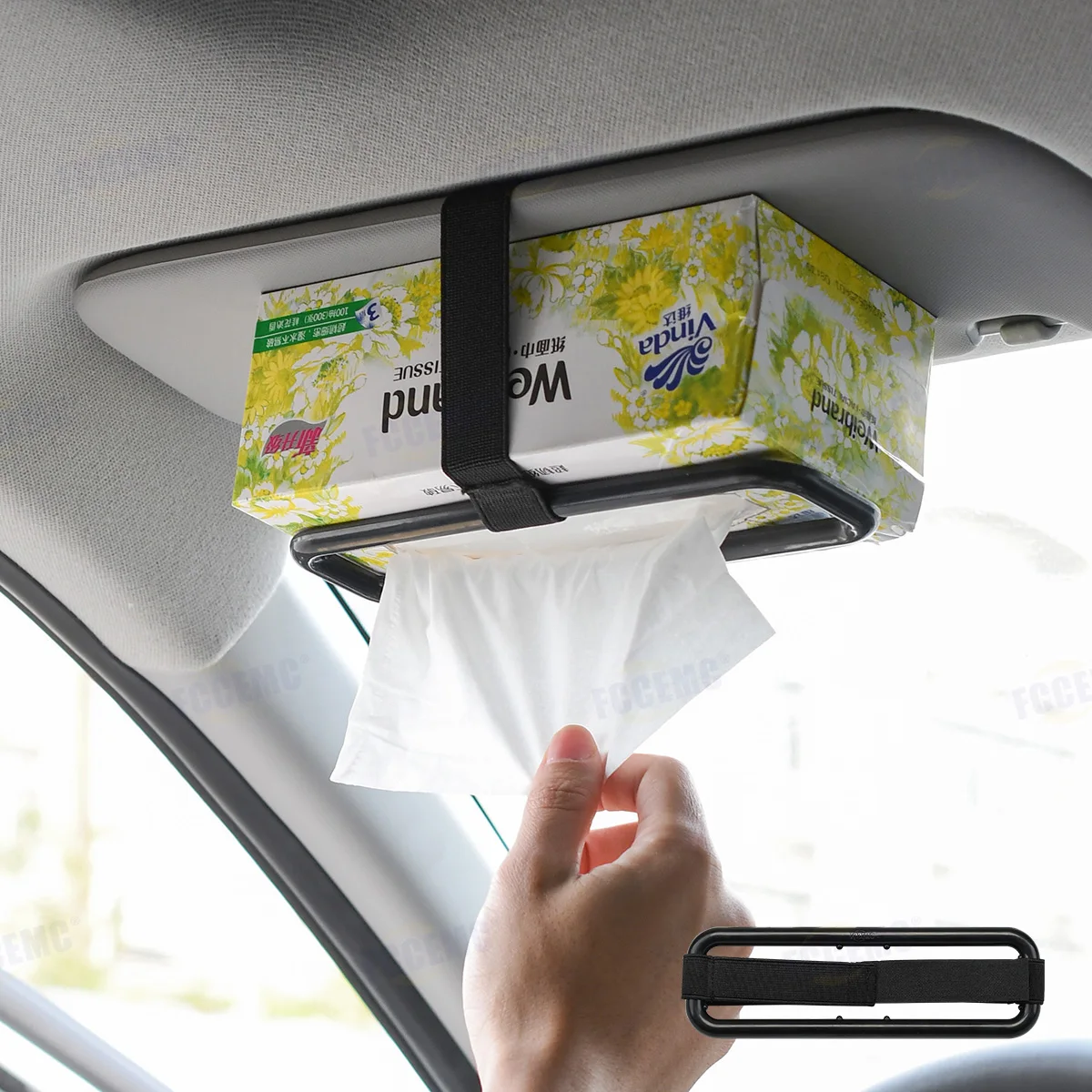 Universal Car Tissue Holder - Sun Visor & Seat Back Elastic Hanging Paper Cover