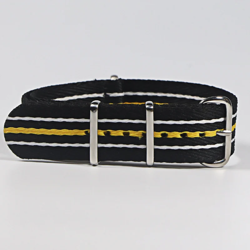 Black Nylon Army Sports Watch Band - Durable Fabric Strap with Belt Buckle