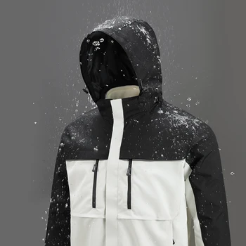 CHRLCK Women's 3 In 1 Thick Hiking Jacket Fleece Waterproof Splicing Windbreaker Outdoor Warm Camping Jacket Windproof Coat 6