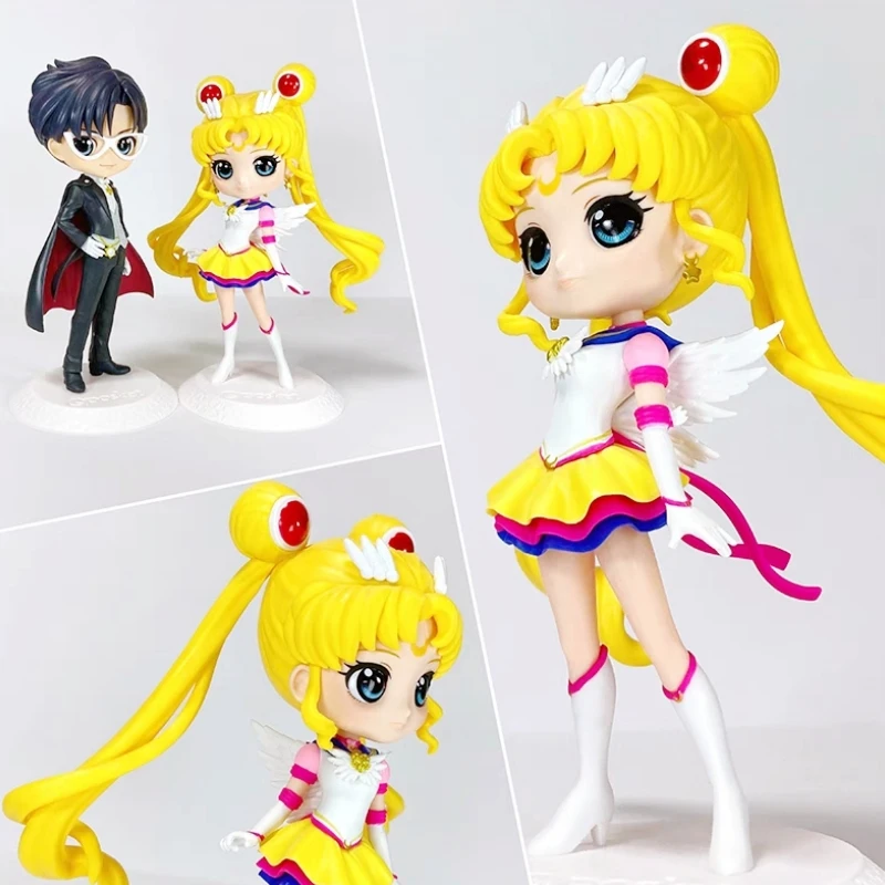 

Bandai Original Sailor Moon Tsukino Usagi Chiba Mamoru Figure Anime Qposket Pvc Model Toy Gift Collectible Statue Doll