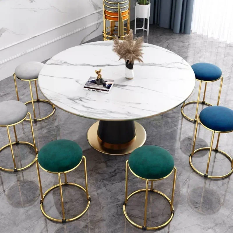 Soft kitchen luxury Dining chair casual restaurant folding bar stool leisure chair iron, modern simple small round low stool
