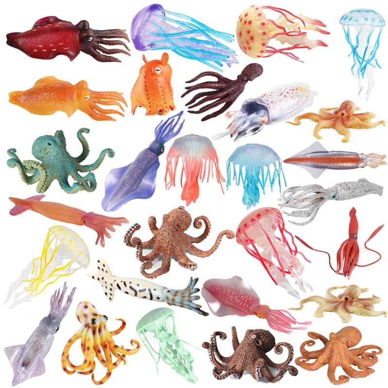 

Realistic Ocean Sea Life Simulation Animal Model Octopus Squid Jellyfish Action Figures Educational Collection Children Kids Toy