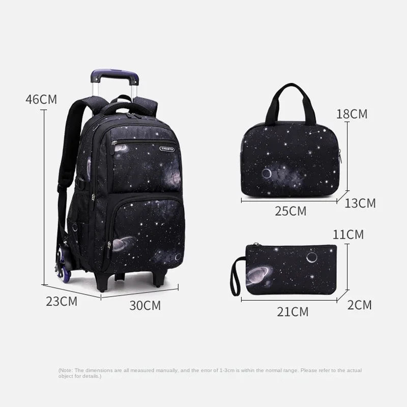 School Bag Kids Rolling Backpack for Boy Wheeled Backpack School Bag With Wheels Trolley Bookbag Carry on Luggage with Lunch Bag 6