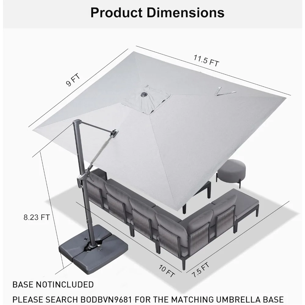 9' x 11.5' Cantilever Patio Umbrella 6