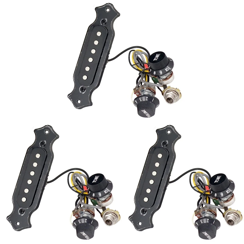 

Предварительно проводное гитарное акустическое отверстие 3X MI0301, жгут проводов для 4 и 6 струн, коробка для сигар, черный