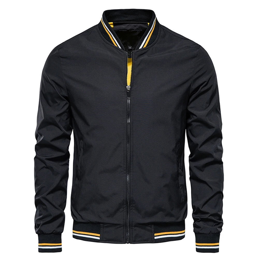 Spring Summer Bomber Jacket Men Black Casual Slim Fit Baseball Mens