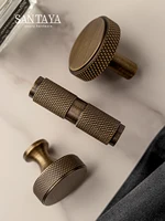 Santaya Poignées de placard antiques en laiton à motif moleté croisé, coupe diamant, boutons en T disponibles pour la cuisine 4