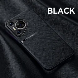 Luxury Shockproof Leather Magnetic Protective Phone Case Cover for Huawei P40 Pro (Black)